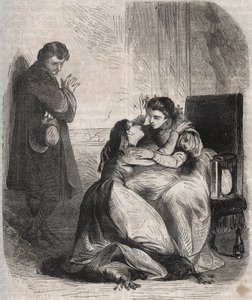 Francoise de Montmorency-Fosseux (Montmorency Fosseux) (1566-1641) prosi o przebaczenie królową Małgorzatę de Valois (1553-1615), znaną jako królowa Margot. Jest kochanką króla Henryka IV (1553-1610) i z lękiem rodzi ich dziecko autorstwa French School