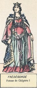 Fredegonde, Femme de Chilperic I (kolorowy grawerunek) autorstwa French School