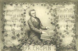 Fryderyk Chopin i jego marsz żałobny (litografia) autorstwa French School