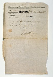 Bezpłatna recepta z Hopital de la Charite, Paryż, 7 marca 1837 autorstwa French School