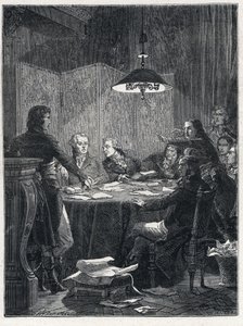 Rewolucja Francuska: Spotkanie Komitetu Ocalenia Publicznego, rewolucyjnego rządu ustanowionego przez Konwencję Narodową w 1793 roku. autorstwa French School