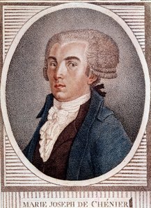 Rewolucja francuska: portret dyplomaty, poety i historyka Marie Josepha Cheniera (1764-1811), autora ryciny "Chant du depart" z XIX wieku. autorstwa French School