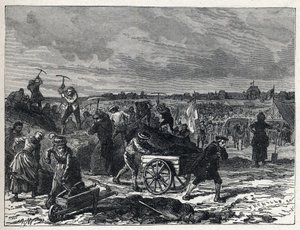 Rewolucja Francuska: dzieła Pól Marsowych (Pola Marsowe) w Paryżu, przygotowujące do Fete de la Federation w 1790 roku. autorstwa French School