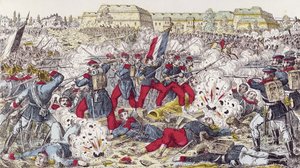 Wojska francuskie otoczone przez armię pruską w bitwie pod Sedanem, 31 sierpnia 1870 r autorstwa French School