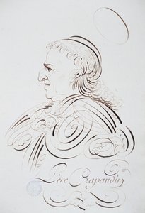 Kaligrafia francuska: Portret Ojca Crapaudina autorstwa Bernarda z Paryża ok. 1780 r. Biblioteka historyczna miasta Paryża. autorstwa French School