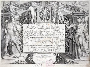 Kaligrafia francuska: Technografia, frontyspis Guillaume the Gangneur około 1599. Biblioteka historyczna miasta Paryża. autorstwa French School