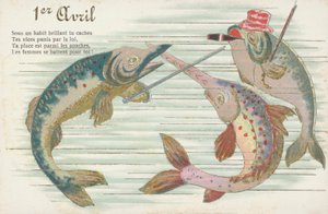 Francuska kartka przedstawiająca rybę z okazji prima aprilis (Poisson d