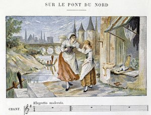Francuska pieśń ludowa i tradycyjna: „”Sur le pont du Nord””, b.d. autorstwa French School