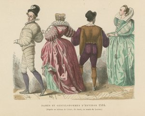 Francuskie panie i panowie z c1584 autorstwa French School