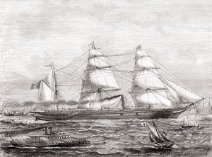 Francuski transatlantycki liniowiec parowy Pereire (1866-1888), z Les Merveilles de la Science, wyd. 1870 autorstwa French School
