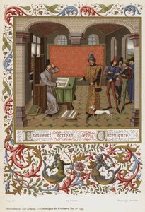 Froissart piszący swoje Kroniki (chromolitografia) autorstwa French School