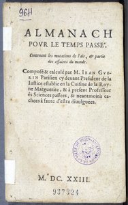 Frontyspis książki „Almanach pour le temps passé” Jeana Guerin autorstwa French School
