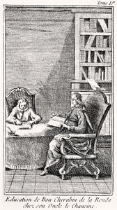 Frontyspis do „Kawaler z Salamanki”, ok. 1759 (rycina) autorstwa French School