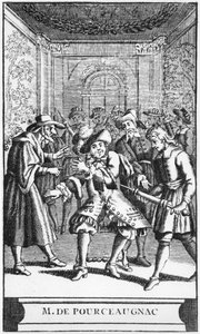 Frontyspisowa ilustracja z Monsieur de Pourceaugnac autorstwa Moliere