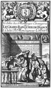 Frontyspis Le Grand Banquier de France ou Le Livre des Monnaies Etrangeres autorstwa Bertranda Francois Barreme (1640-1703) koniec XVII wieku autorstwa French School