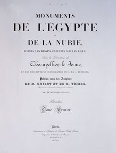 Frontyspis I tomu Monuments de lEgypte et de la Nubie artysty, wydany w Paryżu przez Firmin-Didot, 1835 autorstwa French School