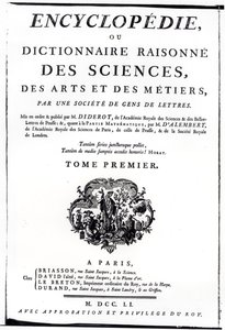 Frontyspis do The Encyclopedia of Science, Art and Engineering autorstwa Denisa Diderota (1713-84) opublikowany w Paryżu, 1751 autorstwa French School