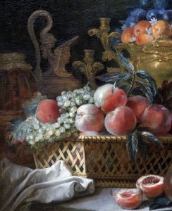 Wazon i kosz na owoce (detal). 1770 (olej na płótnie) autorstwa French School