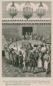 Wieczerza żałobna wydana przez Grimod de la Reyniere Młodszego w jego hotelu na Polach Elizejskich, Paryż, 1 lutego 1783 r. autorstwa French School