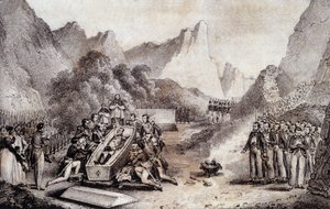 Pogrzeb Napoleona I: ekshumacja zwłok Napoleona na Św. 1851. autorstwa French School