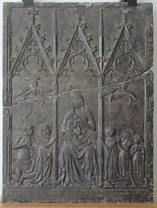 Stela nagrobna rodziny Sacquespee, z cmentarza św. Nicaise w Arras, 1376 (kamień tournai) autorstwa French School