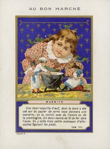 Dziewczyna bawiąca się lalkami i miską do mieszania, Marmite autorstwa French School