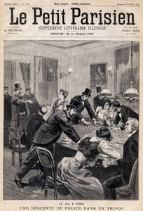 Dom gier w Paryżu: nalot policji na klub hazardowy (kasyno). Jedna z gazet „Le Petit Parisien”” z dnia 26.02.1893 (rycina) autorstwa French School