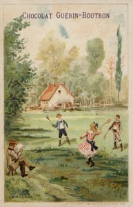 Gra w badmintona (chromolitho) autorstwa French School
