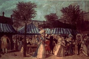 Garden Walk w Palais Royal, Paryż, ok. 1810 (kolor lito) autorstwa French School