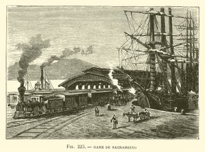 Gare de Sacramento (grawerowanie) autorstwa French School