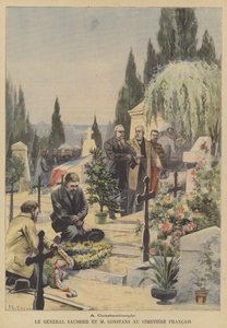 Generał Saussier i ambasador Francji Ernest Constans na francuskim cmentarzu w Konstantynopolu (kolor lito) autorstwa French School