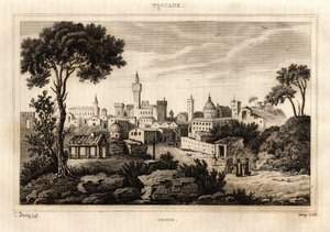 Widok ogólny Sieny (Sieny) w Toskanii, rycina C. Deveze w „Włochy malownicze”, redaktor Amable Coste autorstwa French School