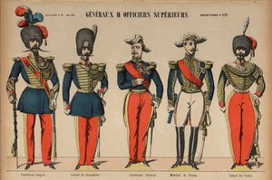 Generałowie i starsi oficerowie armii francuskiej (kolorowy grawerunek) autorstwa French School