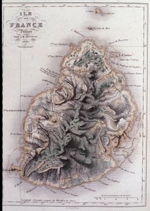 Mapa geograficzna Mauritiusa (Anc. Ile de France) - grawerowanie autorstwa French School