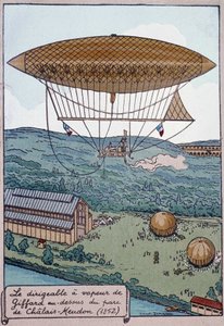 Powietrzny aerostat parowy Giffarda nad parkiem Chalais autorstwa French School