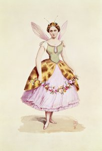 Dziewczyna w stroju pszczoły, godło Bonaparte, noszone na balu przebierańców Napoleona III i cesarzowej Eugenii, 9 lutego 1863 (wc na papierze) autorstwa French School