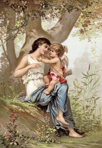 Dziewczyna, prawdopodobnie Wenus, z Kupidynem autorstwa French School