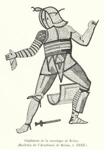 Gladiator z mozaiki Reims (grafika) autorstwa French School