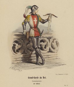 Wielka Gwardia Króla, Crennequinier, XV wiek (kolorowy grawerunek) autorstwa French School