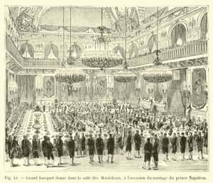 Uroczysty bankiet wydany w Salle des Marechaux z okazji ślubu księcia Napoleona autorstwa French School