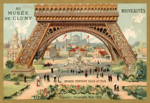 Wielka fontanna pod wieżą Eiffla, Exposition Universelle, Paryż autorstwa French School