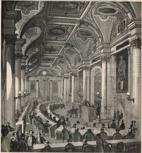 Duża sala konferencyjna w Radzie Stanu w Paryżu - Grawerowanie w „Tableau-de-Paris” autorstwa Edmonda Texiera 1852 autorstwa French School