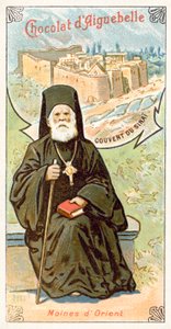 Mnich greckokatolicki i klasztor św Katarzyny na górze Synaj (chromolitho) autorstwa French School