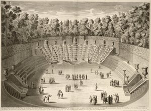 Gaj Salle du Bal, Wersal, z planów, profili i elewacji miast i pałaców wersalskich, ryty przez Lucasa, opublikowany ok. 1715 autorstwa French School