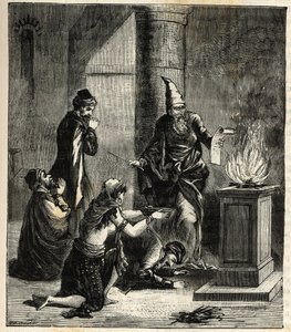 Guebres (lub Zoroastrianin) - Czciciele ognia - - Grawer w „Sciences à la potee de tous -physic et chimie populaire” autorstwa Alexis Clerc. Koniec XIX wieku. Prywatna kolekcja. autorstwa French School