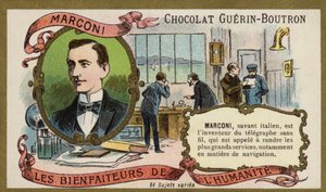 Guglielmo Marconi, włoski wynalazca i pionier radiowy (chromolitho) autorstwa French School