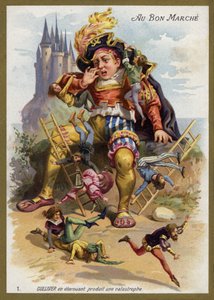 Guliwer kicha i powoduje katastrofę (chromolitho) autorstwa French School