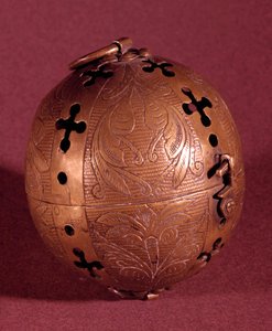 Ogrzewacz do rąk (ogrzewacz do rąk) używany w średniowieczu. 13 wiek. Paryż, Narodowe Muzeum Średniowiecza, Thermes de Cluny autorstwa French School