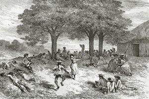 Żniwa koki, Peru, ilustracja z magazynu Le Tour du Monde, 1877 autorstwa French School