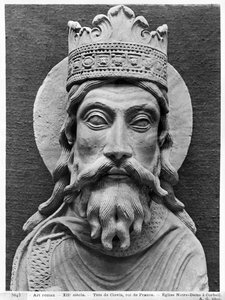 Głowa Clovis I, z kościoła Notre-Dame of Corbeil (odlew gipsowy) (detal) (patrz też 383111, 383112) autorstwa French School